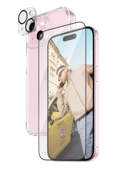Panzerglass 3-in-1 Pack, iPhone, iPhone 15, Clear, Wireless charging compatible. Scratch and shock resistant, PicturePerfect Camera Lens Protector, a wireless charging compatible HardCase and an Ultra-Wide Fit Screen Protector