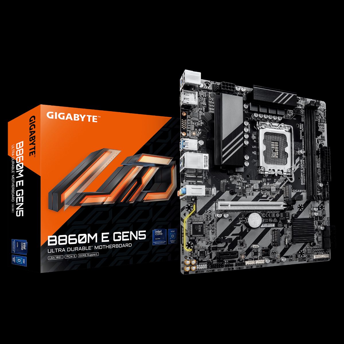 Gigabyte B860M E GEN5, Processor family Intel, Processor socket LGA1851, DDR5, Number of SATA connectors 4, Supported hard disk drive interfaces SATA, M.2
