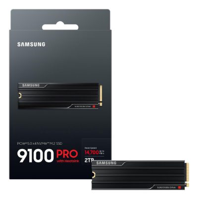 Samsung 9100 PRO, 2000 GB, SSD form factor M.2 2280, Solid-state drive interface PCI Express 5.0 x4 (NVMe), Read speed 14700 MB/s, Write speed 13400 MB/s