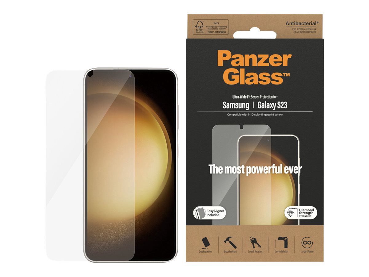 PanzerGlass Screen Protector Samsung Galaxy S23, Ultra-Wide Fit W. Easyaligner, PanzerGlass