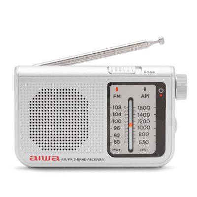 AIWA pārnēsājams analogais kabatas radio uztvērējs, AM/FM, pelēks