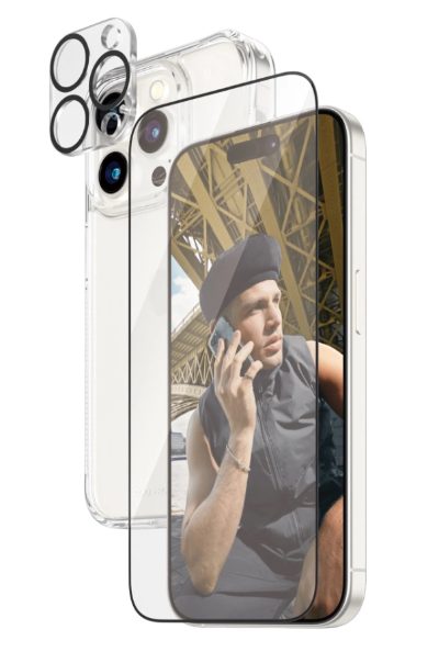 Panzerglass 3-in-1 Pack, iPhone, iPhone 15 Pro, Clear, PicturePerfect Camera Lens Protector, a wireless charging compatible HardCase and an Ultra-Wide Fit Screen Protector