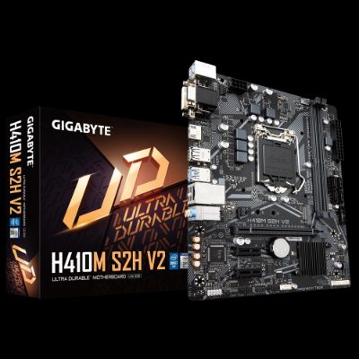 H410M S2H V2 1.0 M/B, Processor family Intel, Processor socket LGA1200, DDR4 DIMM, Memory slots 2, Supported hard disk drive interfaces SATA, M.2, Number of SATA connectors 4, Chipset Intel H, Micro ATX