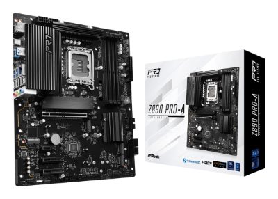 Mainboard, ASROCK, Intel Z890, LGA1851, ATX, Memory DDR5, Memory slots 4, 1xPCI-Express 4.0 1x, 2xPCI-Express 4.0 4x, 1xPCI-Express 5.0 16x, 1xM.2, 1xHDMI, 1xDisplayPort, 4xUSB 2.0, 2xUSB 3.2 type B, 1xUSB 3.2, 1xUSB-C, 1xUSB-C w/Thunderbolt, 1xRJ45, 3xAudio port, Z890PRO-A