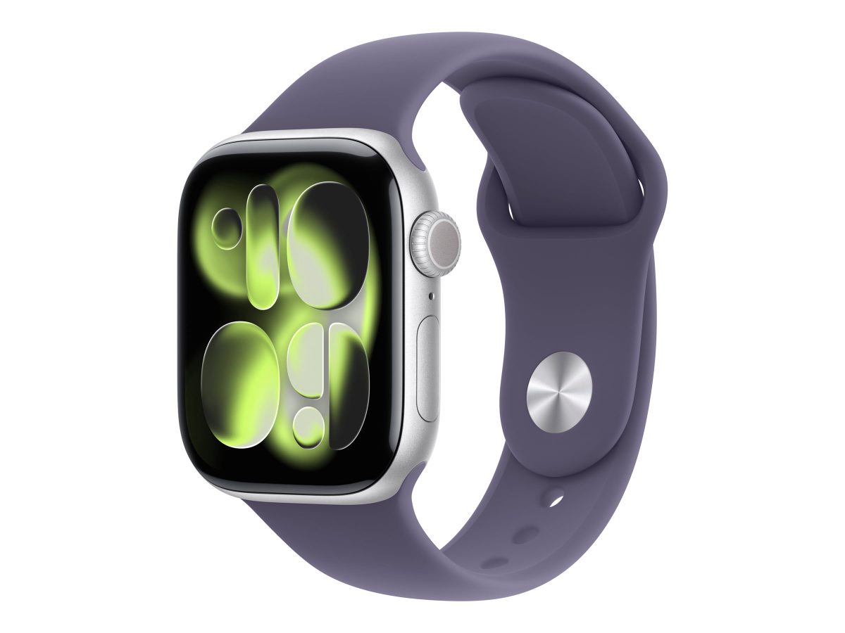Apple Watch Series 11 GPS + Cellular 42mm Silver Aluminium Case with Purple Fog Sport Band - M/L, Apple