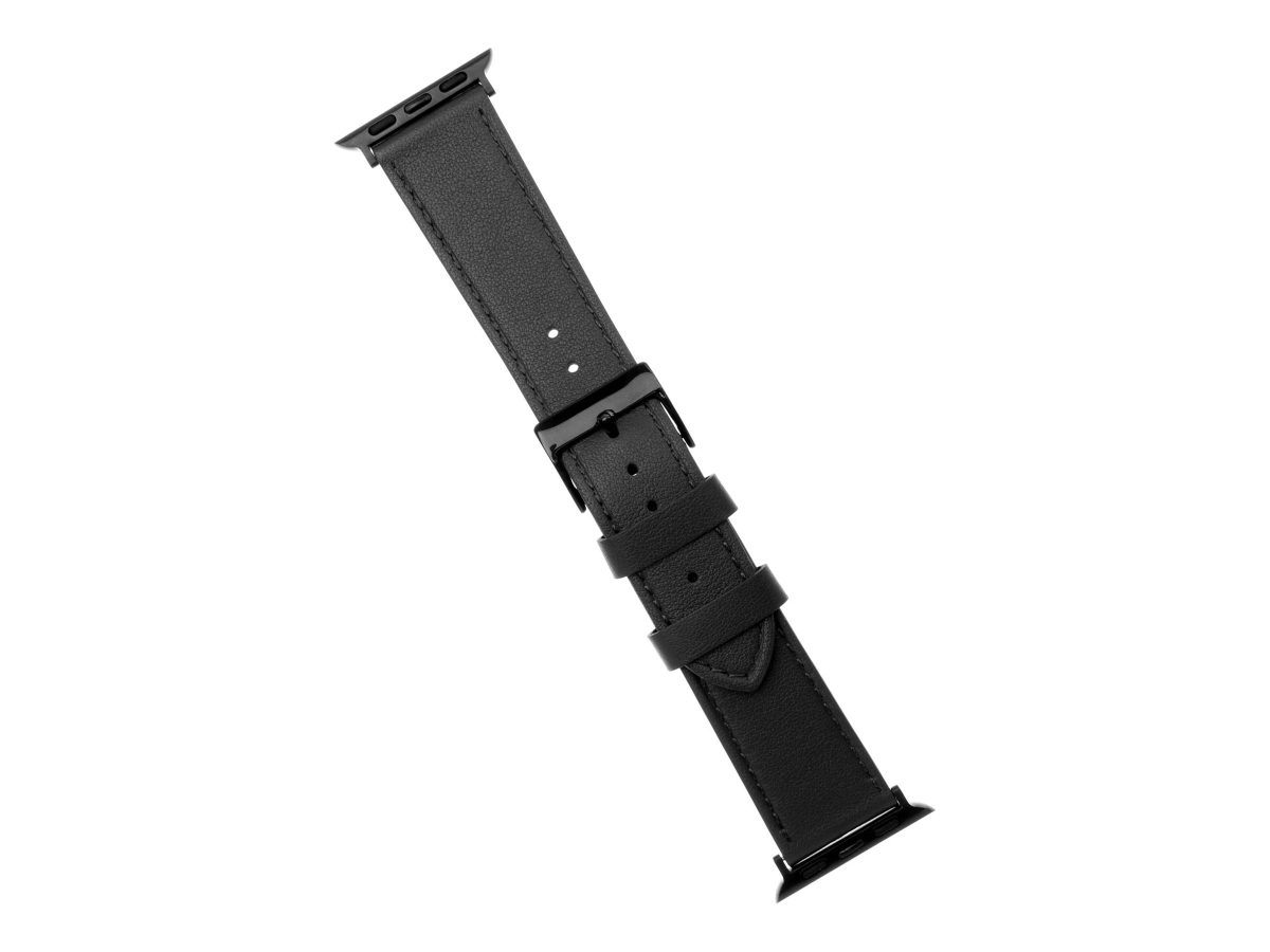 Strap for Apple Watch 42/44/45/46/49mm, Black, Leather