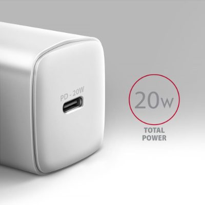 AXAGON Wallcharger 1x port USB-C, PD3.0 / PPS /QC4+/AFC/FCP/Apple, 20W, ACU-PD20W