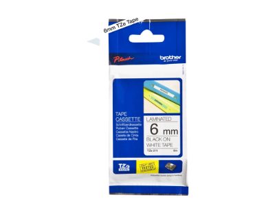 TZe-211 Laminated Tape, Black on White, TZe, 8 m, 6 cm