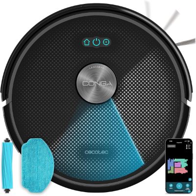 Cecotec Robot Vacuum Cleaner, Conga M70, Wet&Dry, Operating time (max) 250 min, 4500 mAh, Dust capacity 400 L, 20000 Pa, Black