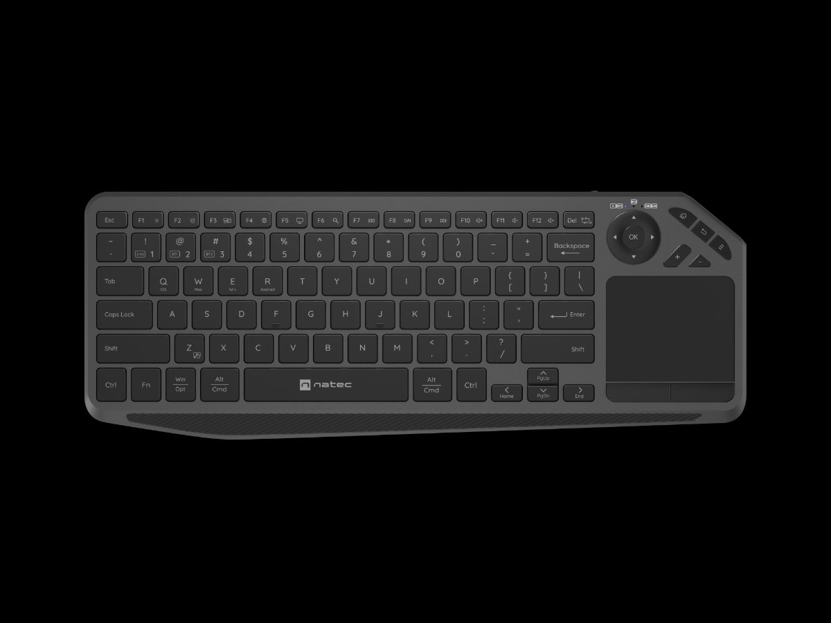 Natec Turbot 2, Keyboard, Wireless, US, Bluetooth, Black/Gray