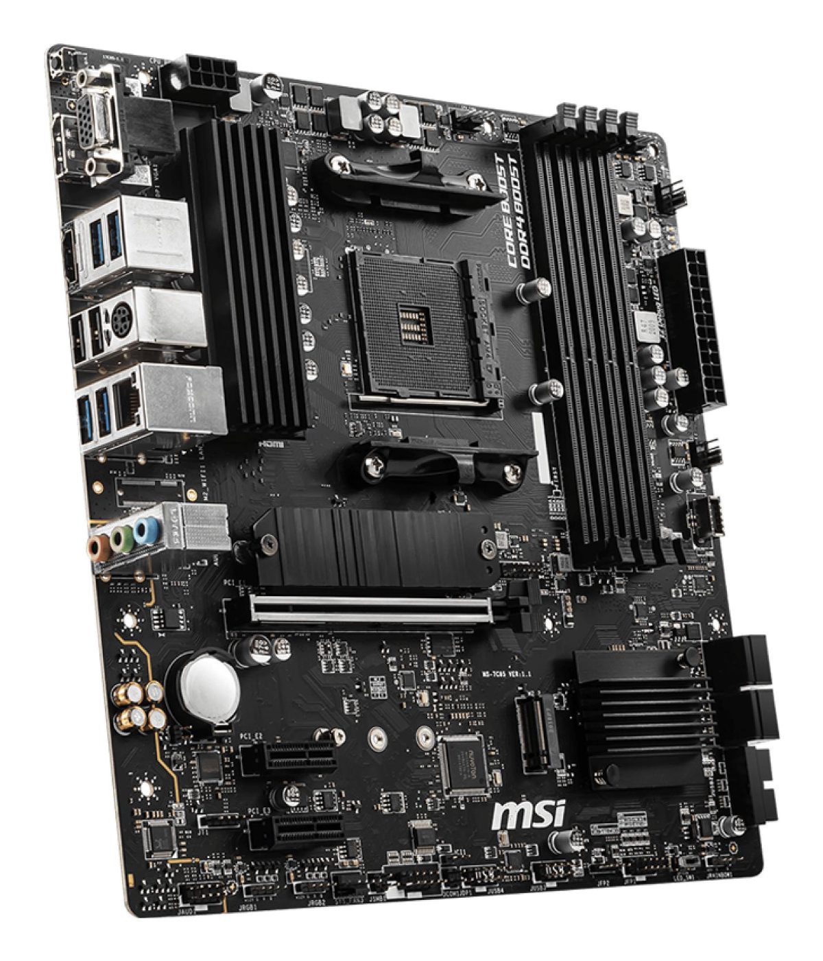 Mainboard, MSI, AMD B550, SAM4, MicroATX, Memory DDR4, Memory slots 4, 2xPCI-Express 3.0 1x, 1xPCI-Express 4.0 16x, 2xM.2, 1x15pin D-sub, 1xHDMI, 1xDisplayPort, 2xAudio-In, 1xAudio-Out, 2xUSB 2.0, 4xUSB 3.2, 1xPS/2, 1xRJ45, B550MPRO-VDH