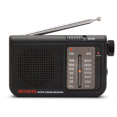 AIWA pārnēsājams analogais kabatas radio uztvērējs, AM/FM, melns