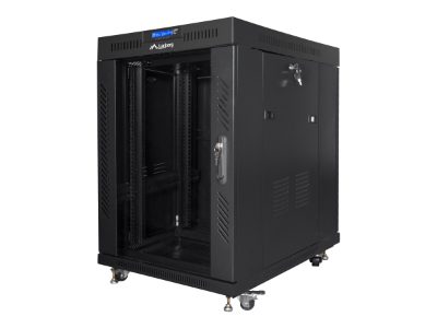 Rack cabinet 19" free-standing 15U/600x800 (flat pack) with glass door, LCD, FF01-6815-12BL, Black