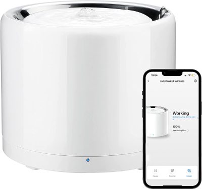 Smart Pet Drinking Fountain, Eversweet 3 Pro (Wireless Pump), Capacity 1.8 L, Filtering, Material Stainless Steel, ABS, White