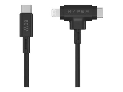 HyperJuice Silicone USB-C to USB-C and Lightning Hybrid 60W Cable