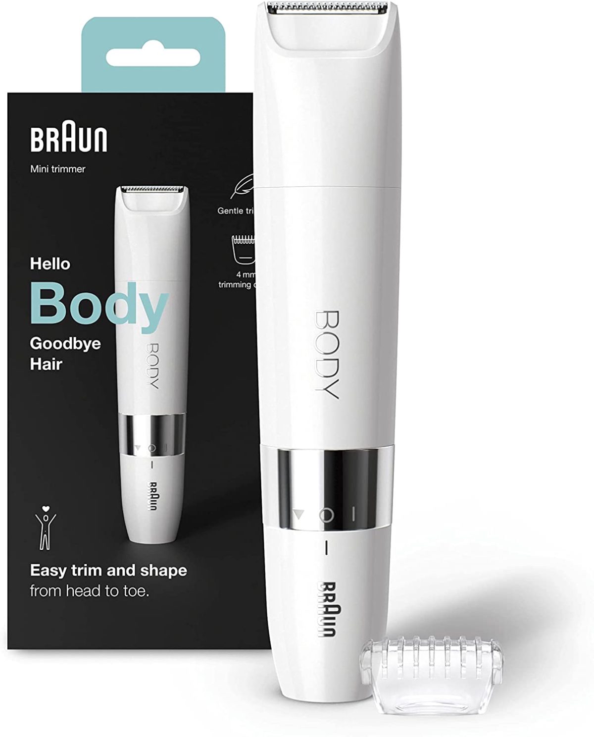 Body Mini Trimmer, BS1000, Bulb lifetime (flashes) Not applicable, Number of power levels 1, Wet & Dry, White