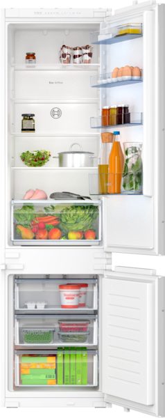 Refrigerator, KIN96NSE0 Series 2, Energy efficiency class E, Built-in, Combi, Height 193.5 cm, No Frost system, Fridge net capacity 215 L, Freezer net capacity 75 L, 34 dB, White