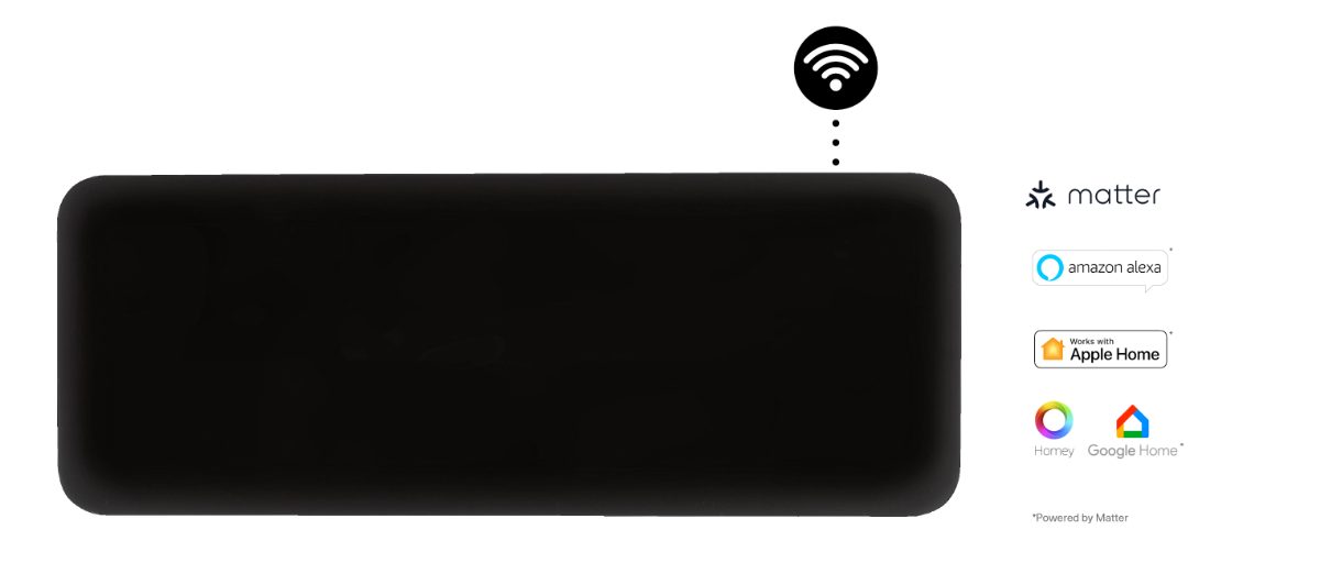 Mill Invisible Smart WiFi Heater, PA1300WIFI4B, Panel Heater, 1300 W, Suitable for rooms up to 15-19 m², Black, IPX4