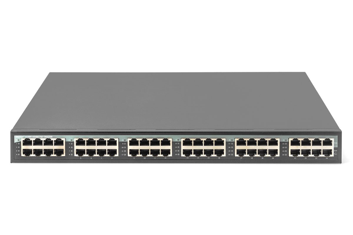 24 Port 10G Ethernet PoE+ Injector, 802.3at, 370 W, DN-95117