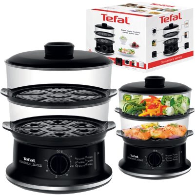 TEFAL tvaicētājs Convenient, 2 līmeņi,6 l,  melna/sudraba