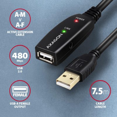 Active extension cable, 7.5 m, ADR-207, USB Type-A to USB Type-A