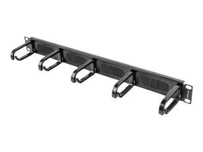 Lanberg 19" cable management brush panel 5 rings type B 1U, AK-1203-B, Black