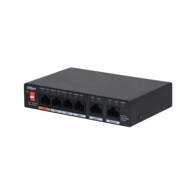 Switch, DAHUA, PFS3006-4GT-60, 6x1000Base-T, PoE ports 4, 60 Watts, PFS3006-4GT-60-V2