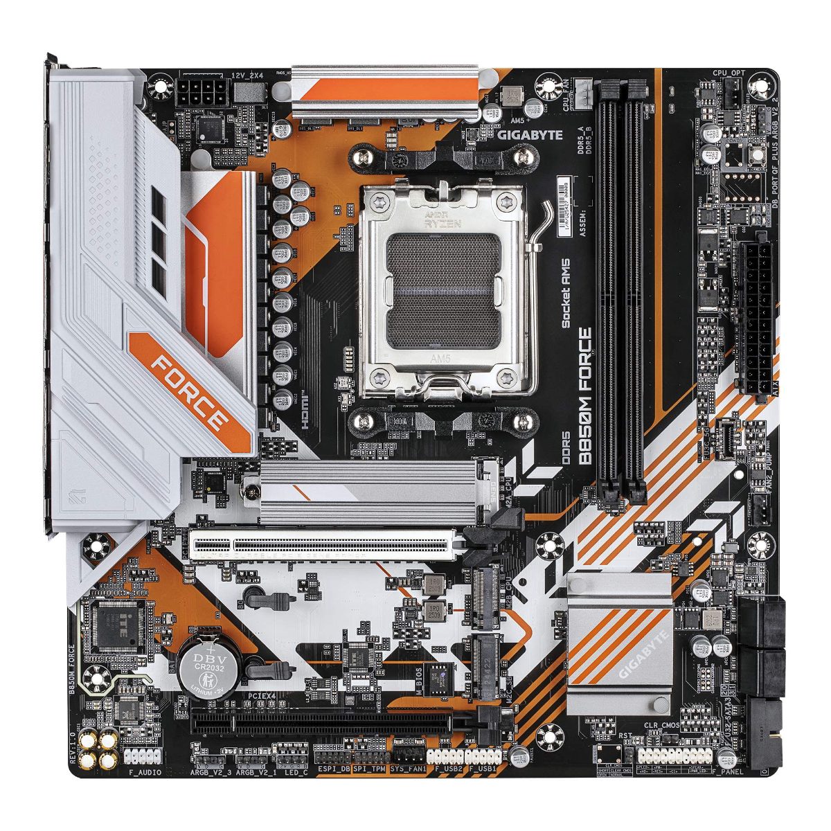 Gigabyte B850M FORCE (rev. 1.0), Processor family AMD, Processor socket AM5, DDR5, Supported hard disk drive interfaces SATA, M.2, Number of SATA connectors 4, REFURBISHED, WITHOUT ORIGINAL PACKAGING AND ACCESSORIES, ONLY BACK PANEL INCLUDED