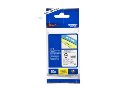 TZe-221 Laminated Tape, Black on White, TZe, 8 m, 9 cm