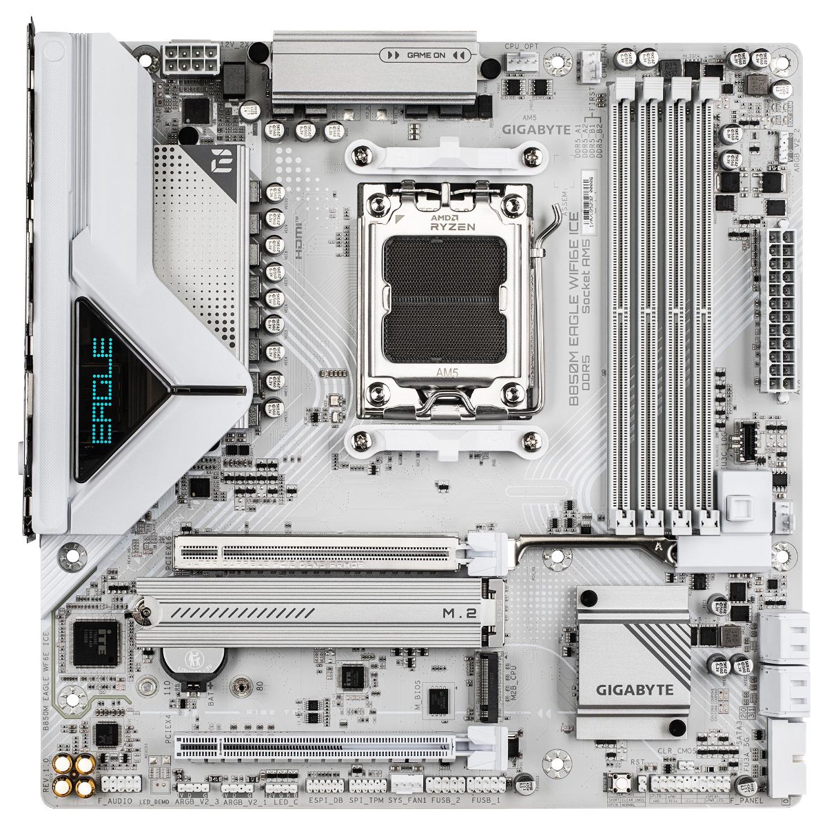 Gigabyte B850M EAGLE WF6E ICE, Processor family AMD, Processor socket AM5, DDR5, Supported hard disk drive interfaces SATA, M.2, Number of SATA connectors 4