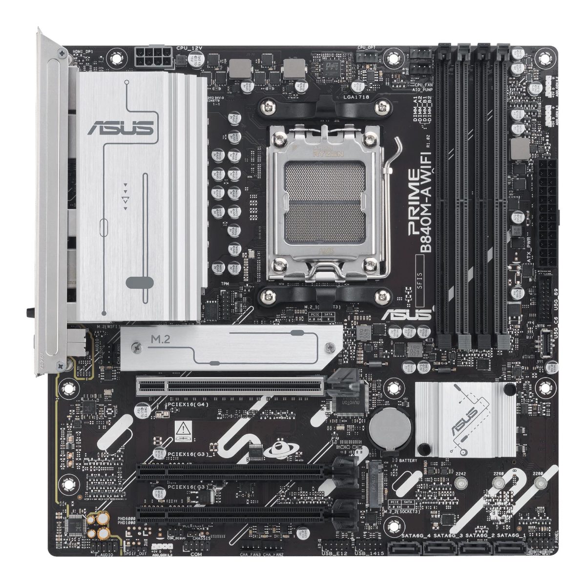 Asus PRIME B840M-A WIFI, Processor family AMD, Processor socket AM5, DDR5 SDRAM, Supported hard disk drive interfaces SATA, M.2, Number of SATA connectors 4