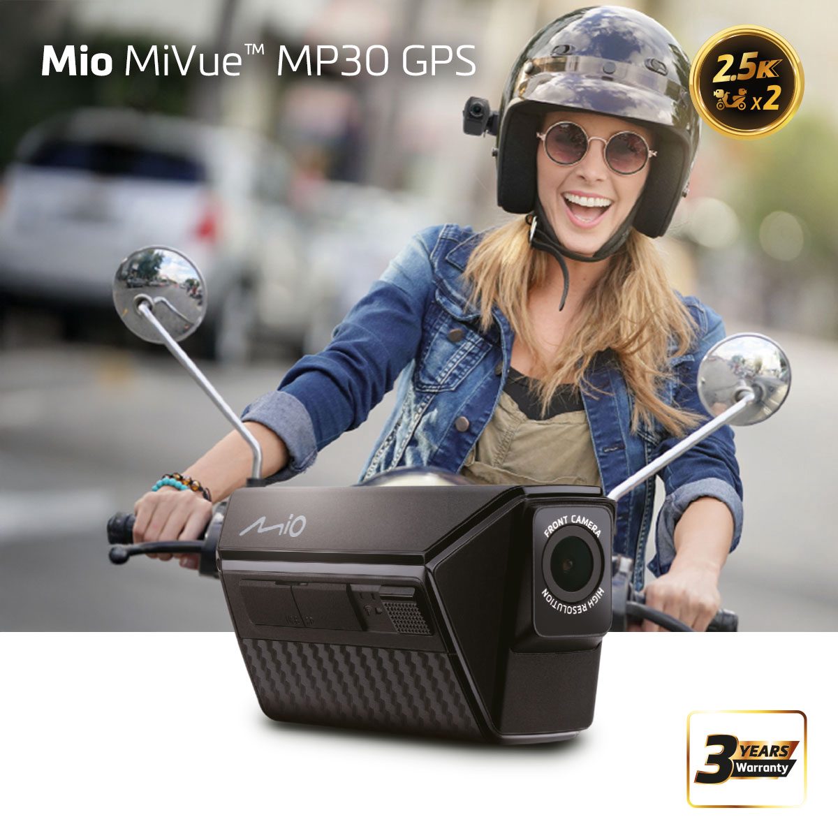 MiVue MP30 Dual 2.5K Rider Dash Cam, GPS (satellite)