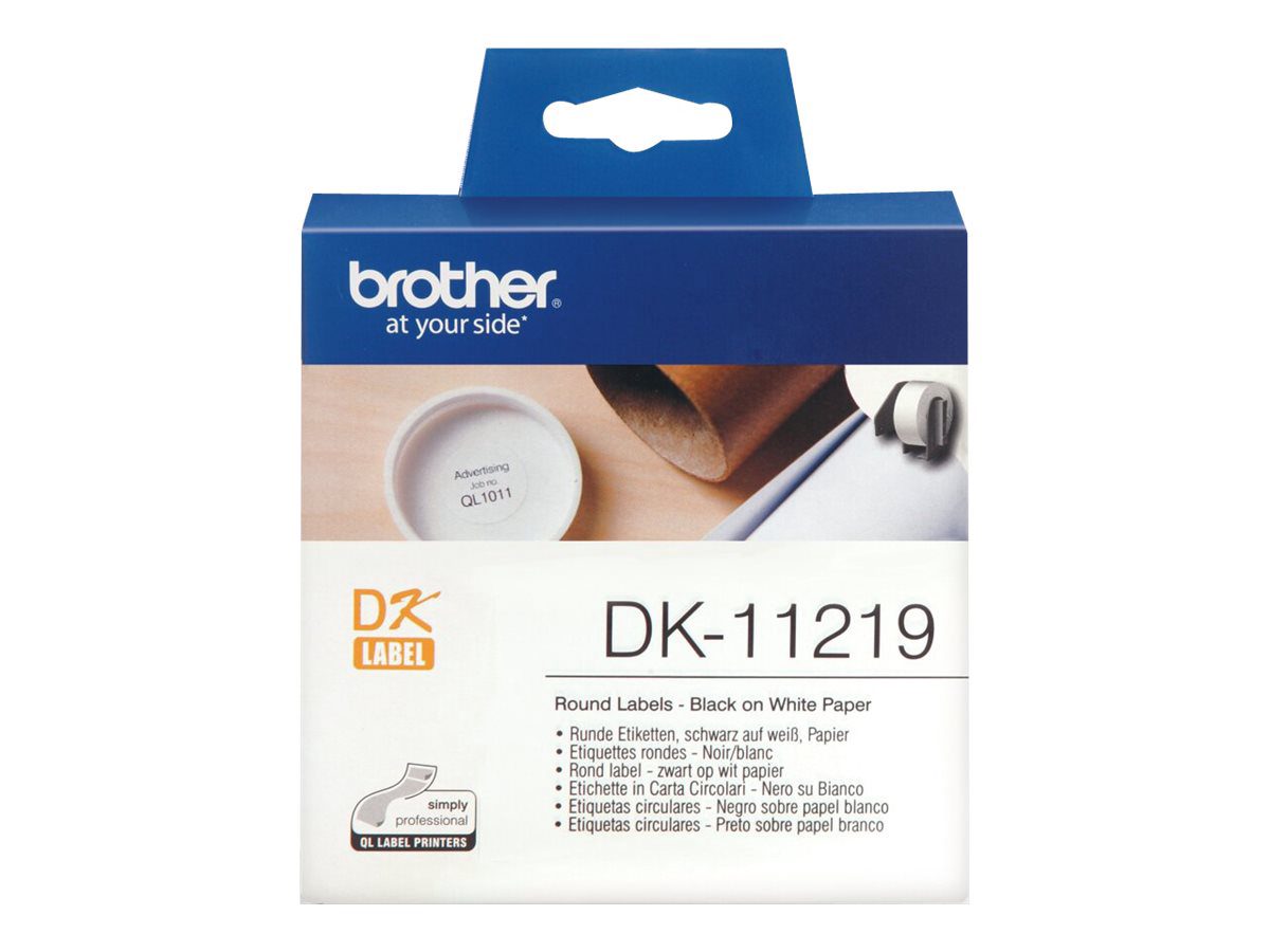 Brother DK-11219 Round paper labels, 12 mm, Black on white, Brother