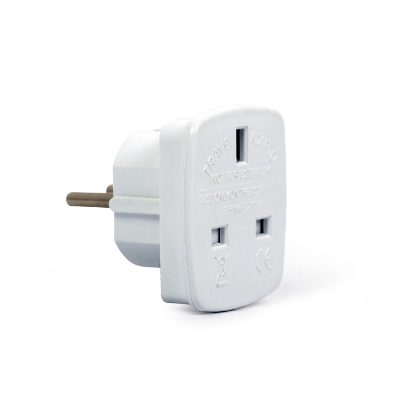 AC power adapter, UK socket to EU Schuko plug, 7.5 A, Travel adapter