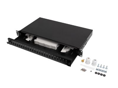 Lanberg Rackmount 19" 1U Fiber Patch panel 24xSC Simplex/24XLC Duplex Black with Accessories, FOP1-24SS-LDB