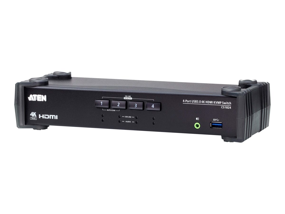4-Port USB 3.0 4K HDMI KVMP Switch with Audio Mixer Mode, CS1824