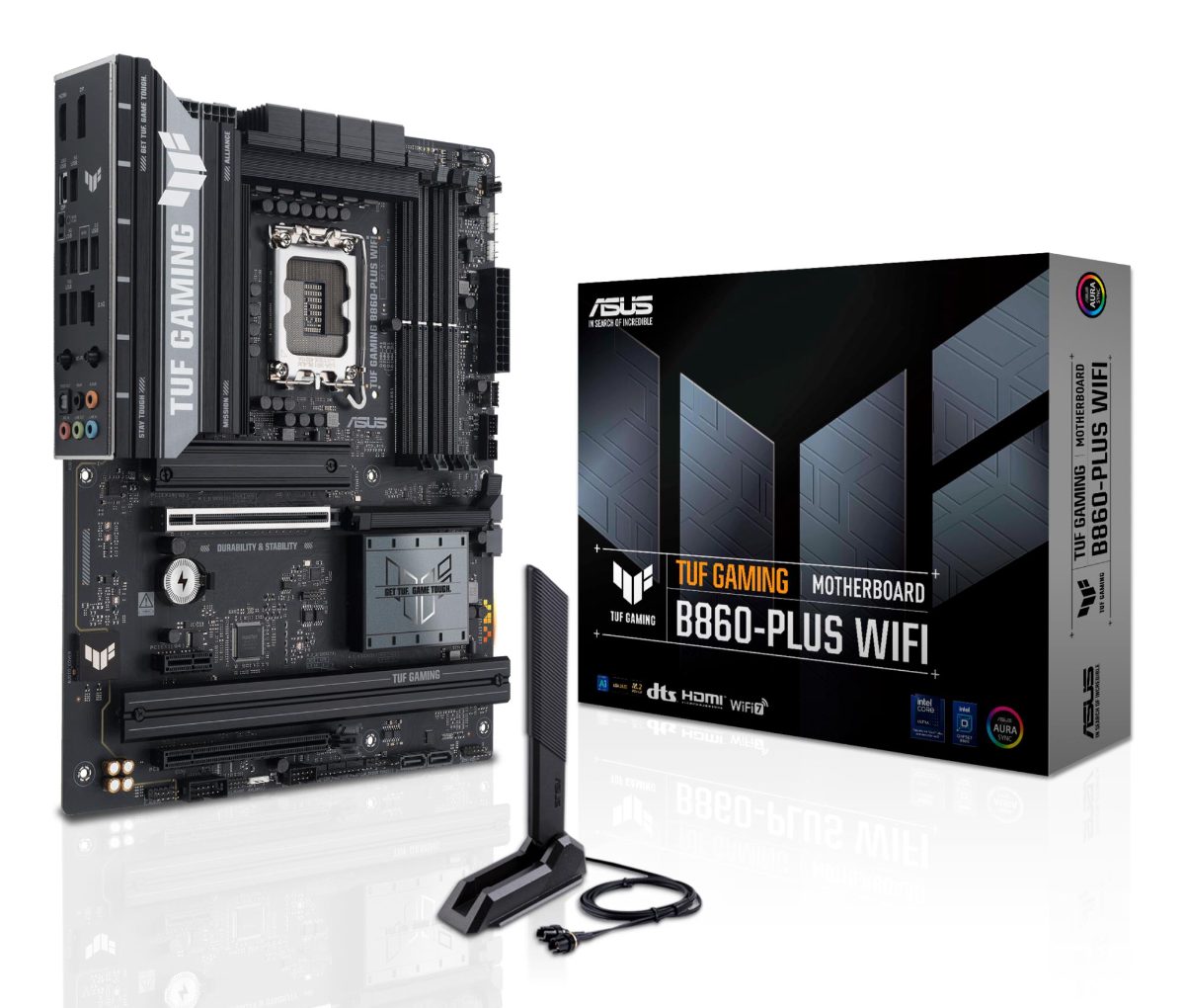 Mainboard, ASUS, Intel B860 Express, LGA1851, ATX, Memory DDR5, Memory slots 4, 1xPCI-Express 4.0 1x, 1xPCI-Express 4.0 16x, 1xPCI-Express 5.0 16x, 3xM.2, 1xHDMI, 1xDisplayPort, 2xUSB 2.0, 3xUSB 3.0, 2xUSB 3.2, 1xUSB-C, 1xOptical S/PDIF, 1xRJ45, 5xAudio port, TUFGAMINGB860-PLUSWIFI