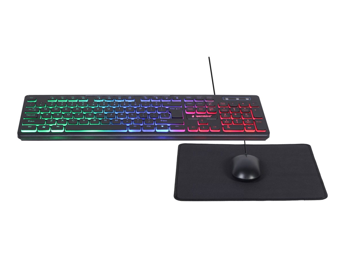 3-in-1 Backlight Desktop Set, KBS-UML-01, Keyboard, Mouse and Pad Set, Wired, Mouse included, US, Black