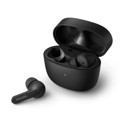 PHILIPS in-ear true bezvadu austiņas ar portatīvo uzlādes ietvaru, melnas
