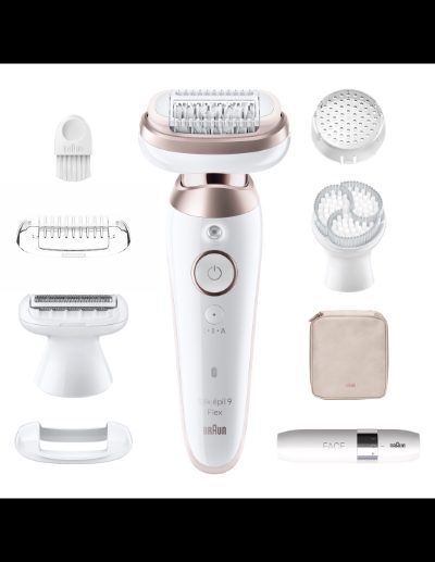 Braun Epilator, SES9-360 Silk épil 9 Flex 3D, Operating time (max) 50 min, Number of power levels 1, Wet & Dry, White/Rose