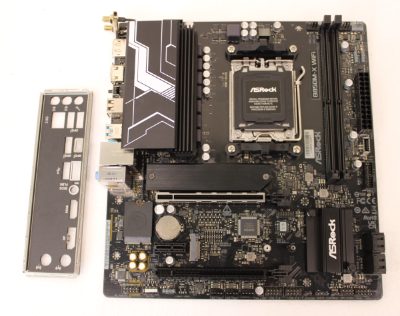 ASRock B850M-X WIFI, Processor family AMD, Processor socket AM5, DDR5, Supported hard disk drive interfaces SATA, M.2, Number of SATA connectors 4, USED, REFURBISHED, WITHOUT ANTENA. ACCESSORIES, ONLY BACKPANEL INCLUDED