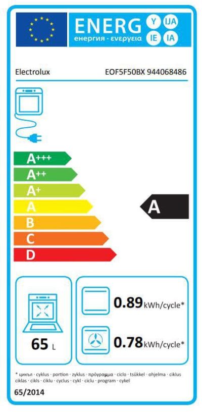 Electrolux cepeškrāsns (iebūv.) 65l, nerūsējoša tērauda