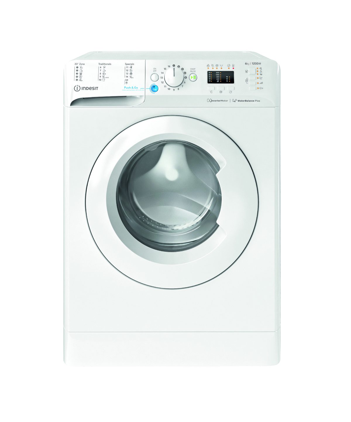 Washing machine, BWSA 61294 W EU N, Energy efficiency class C, Front loading, Washing capacity 6 kg, 1150 RPM, Depth 42.5 cm, Width 59.5 cm, Display, Big Digit, White
