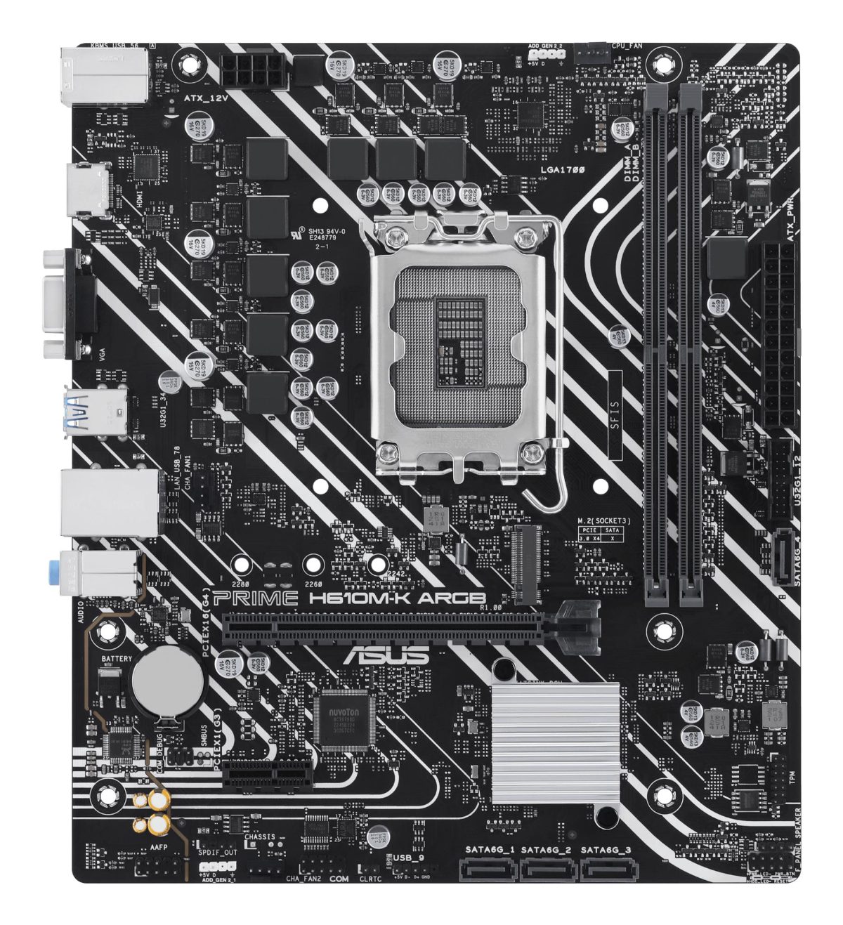 Processor family Intel H610, Processor socket LGA1700 Socket, 2 DIMM slots - DDR5, non-ECC, unbuffered, Supported hard disk drive interfaces SATA-600, 1 x M.2, Number of SATA connectors 4