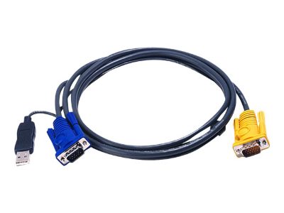 1.8M USB KVM Cable with 3 in 1 SPHD and built-in PS/2 to USB converter, 2L-5202UP