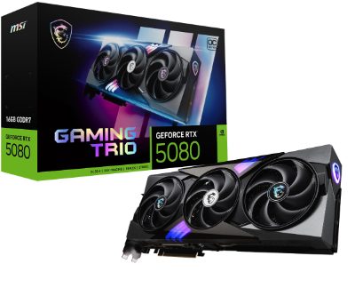 MSI GeForce RTX 5080 16G GAMING TRIO OC, NVIDIA, 16 GB, GeForce RTX 5080, GDDR7, HDMI ports quantity 1, PCI Express 5.0
