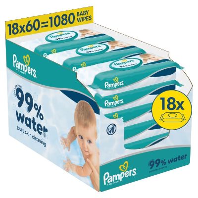 Pampers Aqua mitrās salvetes zīdaiņiem, 18 iepak., 1080 gab.