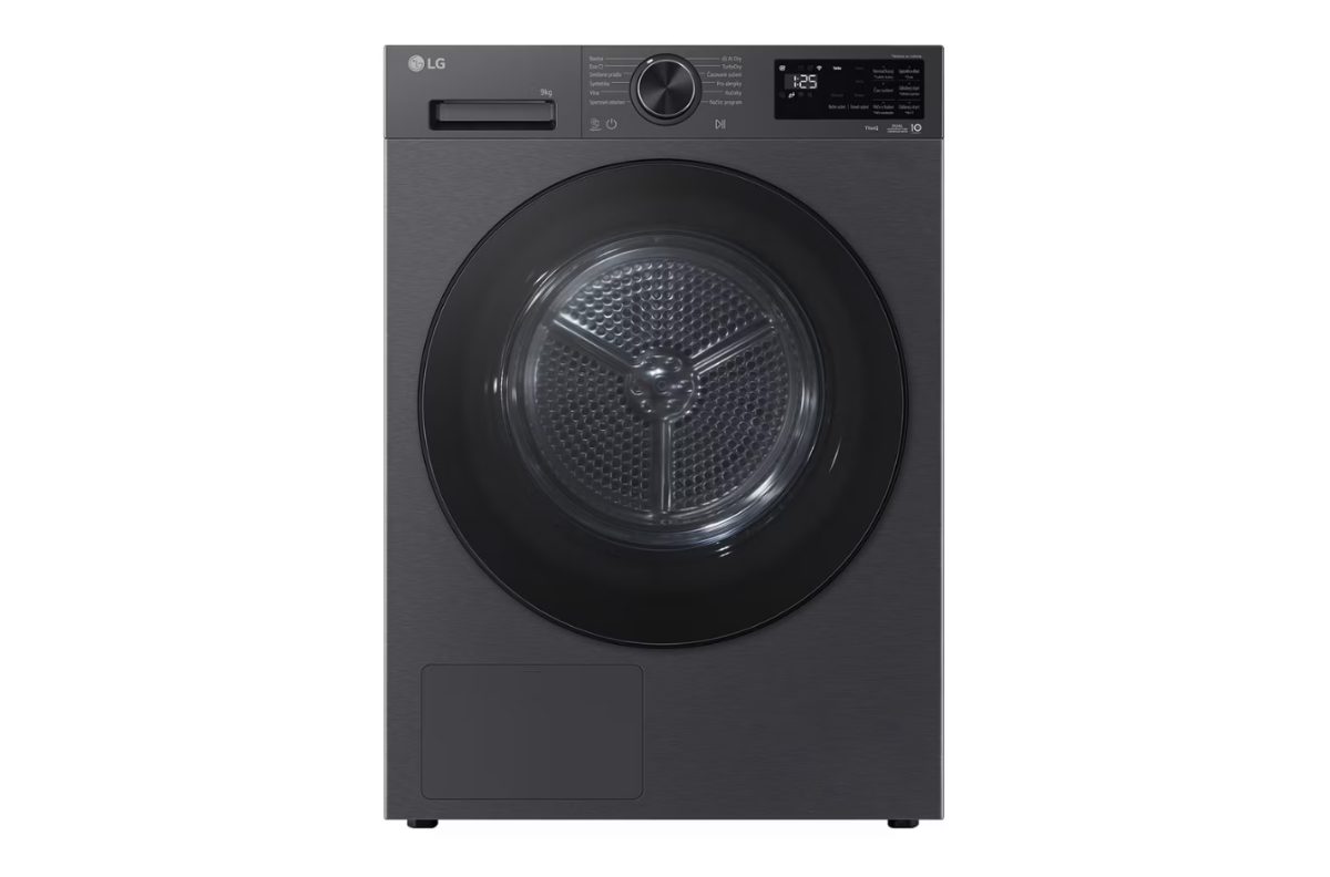 LG Dryer Machine, RHX5009TBB, Energy efficiency class B, Front loading, 9 kg, Heat pump, LED, Depth 66 cm, Wi-Fi, Matte black