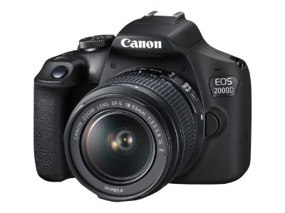 EOS 2000D 18-55 IS + LP-E10 EU26, SLR camera, Megapixel 24.1 MP, Optical zoom 3 x, Image stabilizer, ISO sensitivity (max) 12800, Display diagonal 3.0 ", Wi-Fi, Automatic, manual, Frame rate 30 fps, CMOS, Black