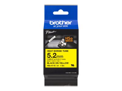 HSe-611E Heat shrink tube, Black On Yellow, TZe, Roll (0.52 cm x 1.5 m), 0.52 x 150 cm